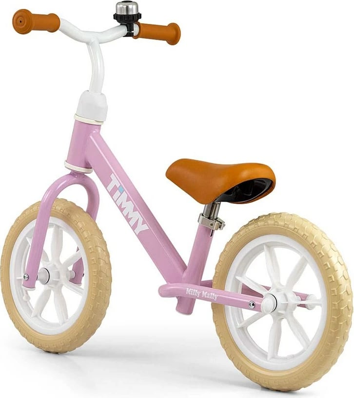 Bicikletë balancuese, Milly Mally, Timmy, 12" rrota EVA, ulëse e rregullueshme, 2-5 vjeç, rozë