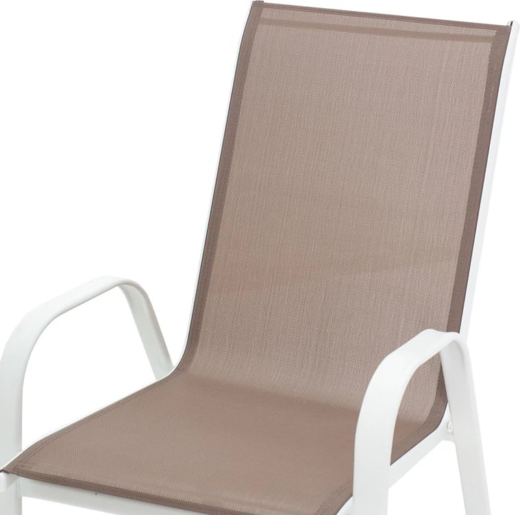 Karrige Calan metalike, e bardhë-tekstilen kafe, 55x75x90cm