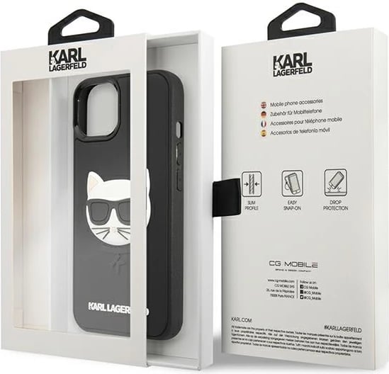 Mbështjellës Karl Lagerfeld Ikonik 3D Rubber për iPhone 13 mini, 5.4", i zi