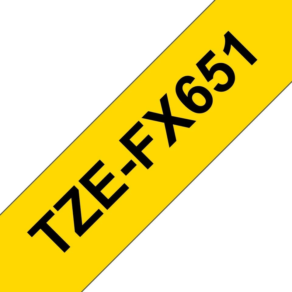 Letër ngjitëse Brother TZE-FX651, e zezë në të verdhë, 8m, 2.4cm