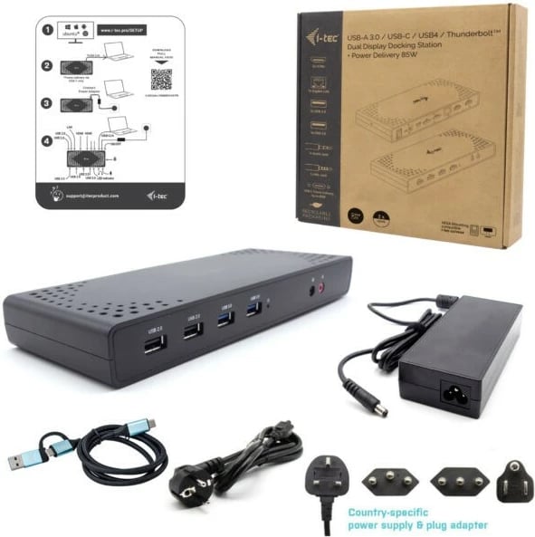Docking station i-tec USB 3.0/USB-C/Thunderbolt, Dual Display, Power Delivery 100W, i zi