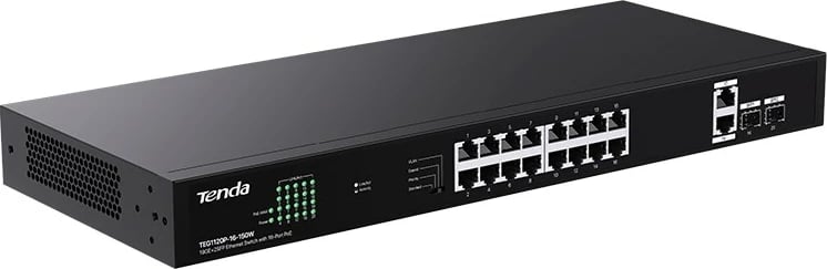 Switch rrjeti Tenda TEG1120P-16-150W, 16 porta Gigabit, PoE, i zi