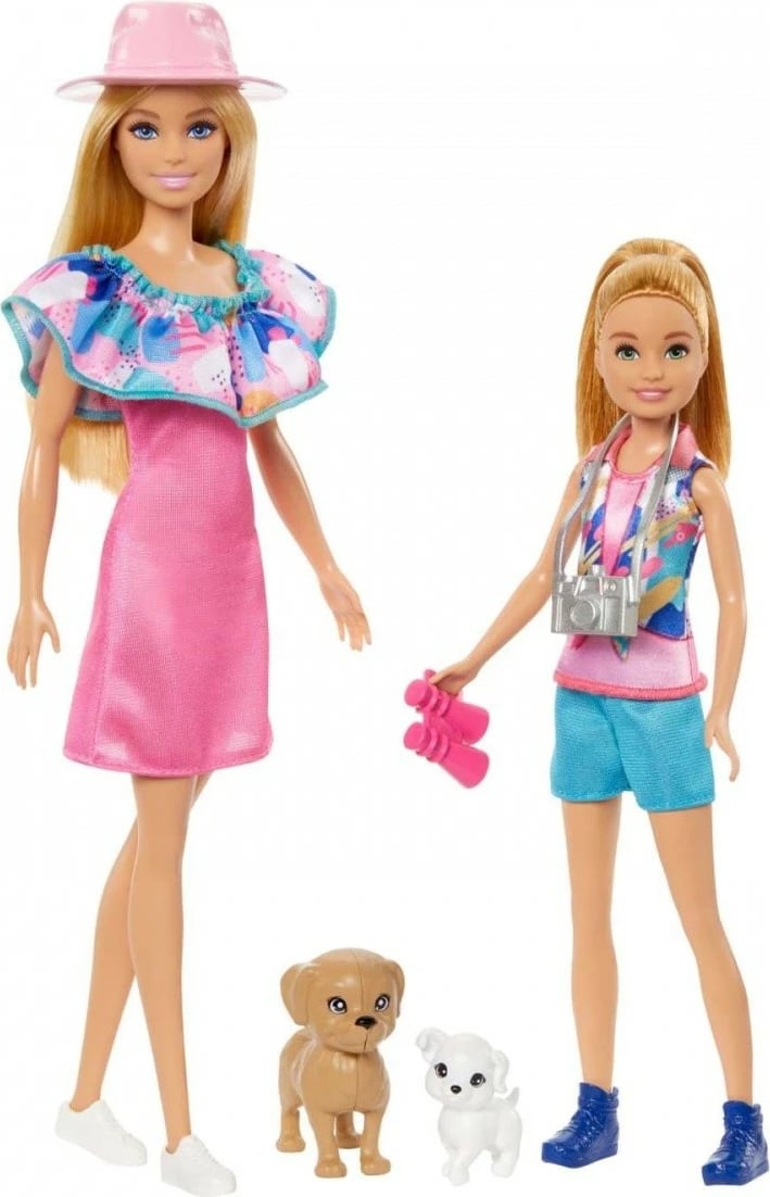 Set kukullash Barbie dhe Stacie, Mattel HRM09, me 2 qen lodër dhe aksesorë