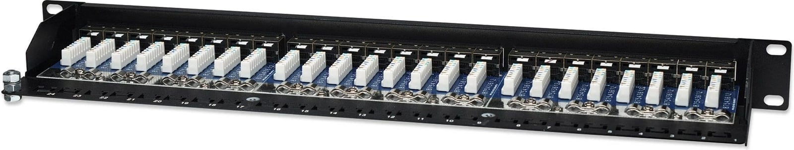 Patch panel Intellinet 24-portë, Cat5e, FTP, 1U, i zi