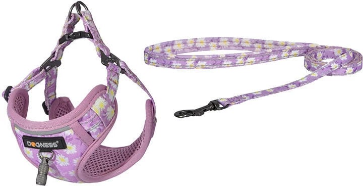 Set shëtitje për qen Dogness, DOG SET PINK, litar 1.5m + mbajtëse, rozë