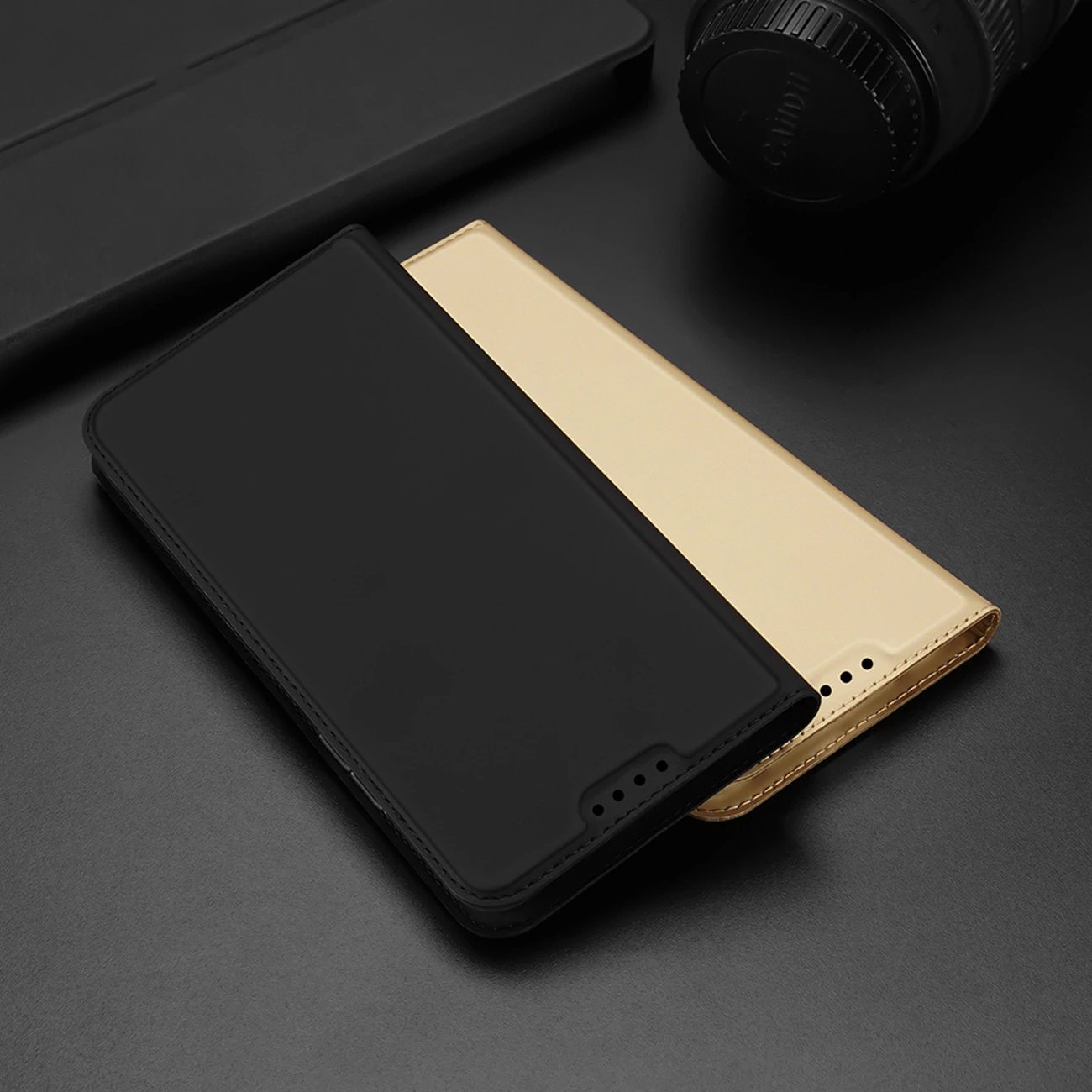 Mbështjellës Dux Ducis Skin Pro për Oppo Reno 8 Pro, me kapak, xhep për kartela, funksion standi, Kaltër