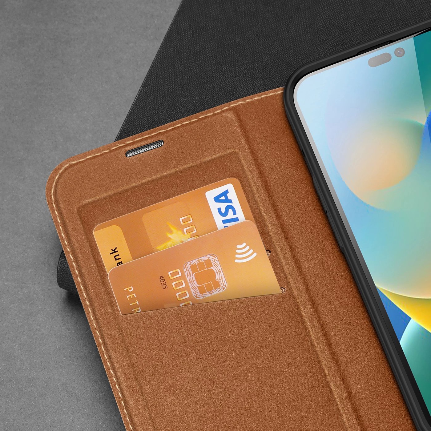 Mbështjellës Dux Ducis Skin X2 për iPhone 14 Pro Max, me kapak magnetik, kafe
