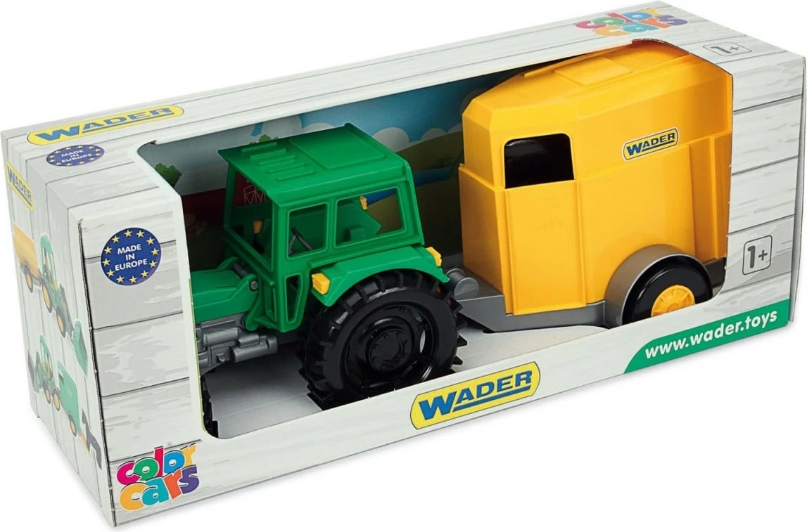 Traktor lodër Wader Color Cars me rimorkio për kuaj, plastikë, Gjelbër/Verë