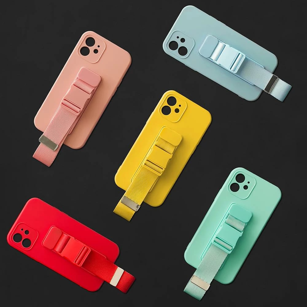 Mbështjellës silikoni Hurtel Rope Case me rrip, për Samsung Galaxy S22 Ultra, Zi