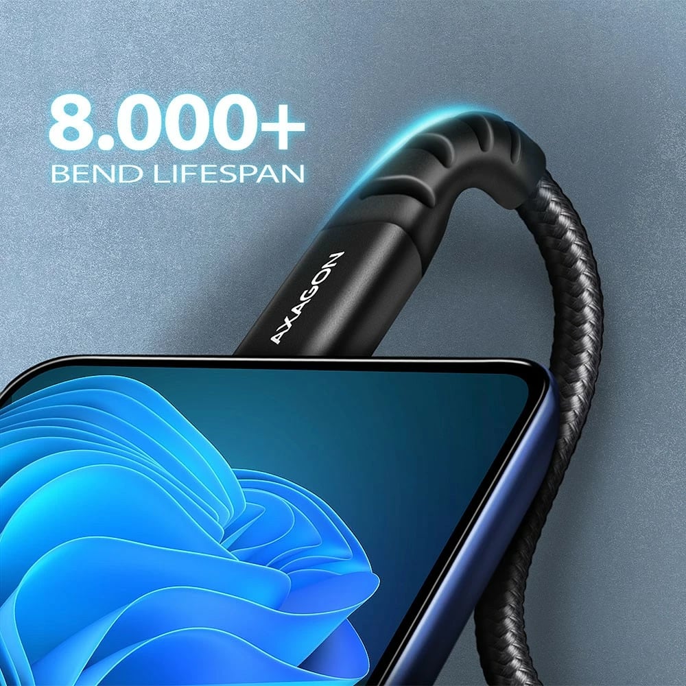 Kabllo USB-C AXAGON BUCM-CM10AB, 1m, 60W, e zezë