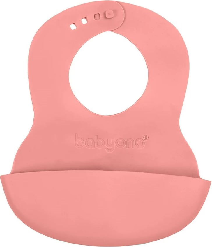 Përparëse bebe plastike me xhep, Baby Ono, 32x23 cm, BPA-free, e rregullueshme, rozë