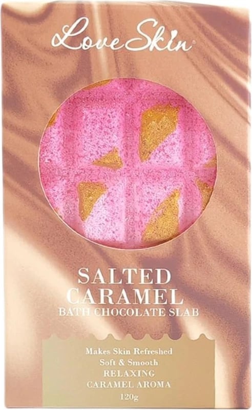 Kripë për banjë Love Skin Bath Chocolate Slab Bathing Chocolate Salted Caramel për femra 120g