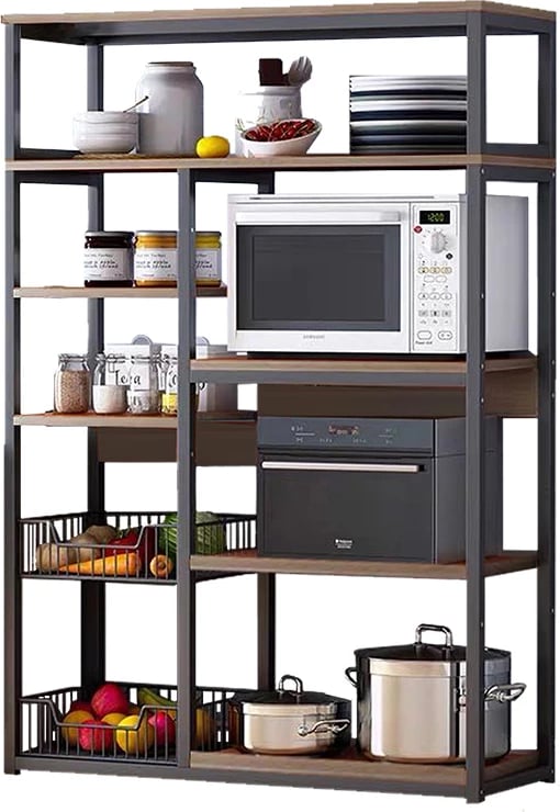 Raft dyshemeje Leena metalik, ngjyrë arre e zezë, 80x30x142cm