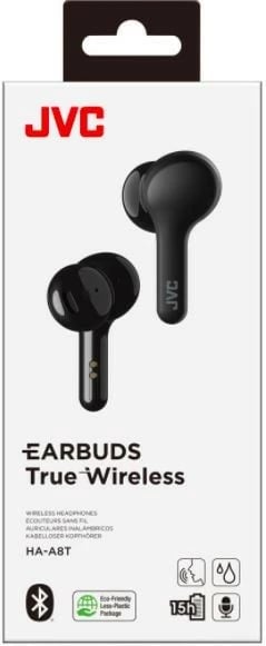 Kufje wireless JVC HA-A8T, true wireless, Bluetooth, të zeza
