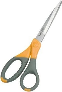 Gërshërë WEDO 9857, dorezë ergonomike, titanium, gri/verdhe