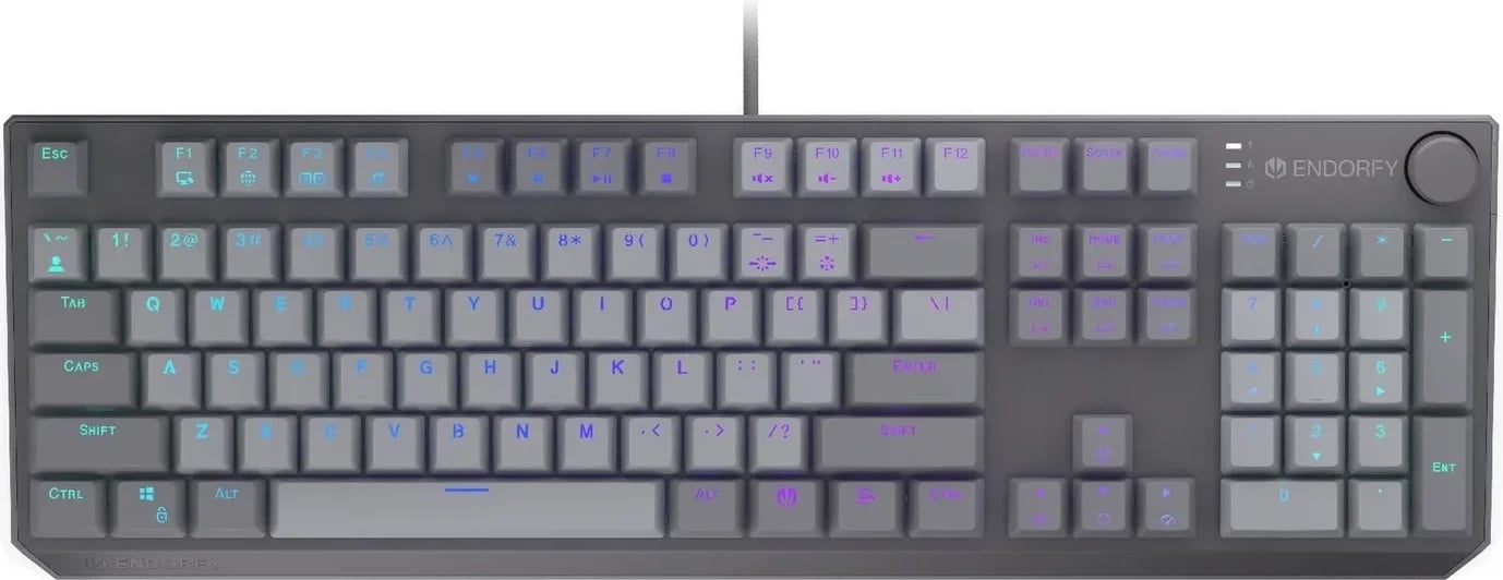 Tastierë mekanike Endorfy Thock V2, RGB, full-size, USB-C, gri