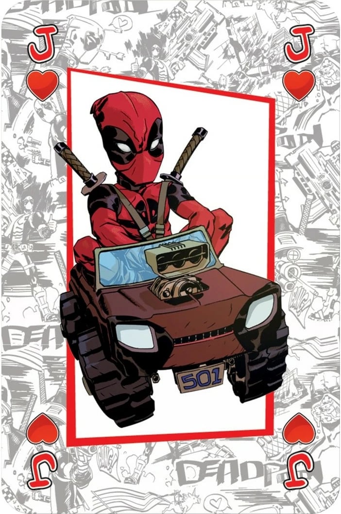 Letra loje Waddingtons Deadpool, 52+2, tematikë Marvel, kuqe