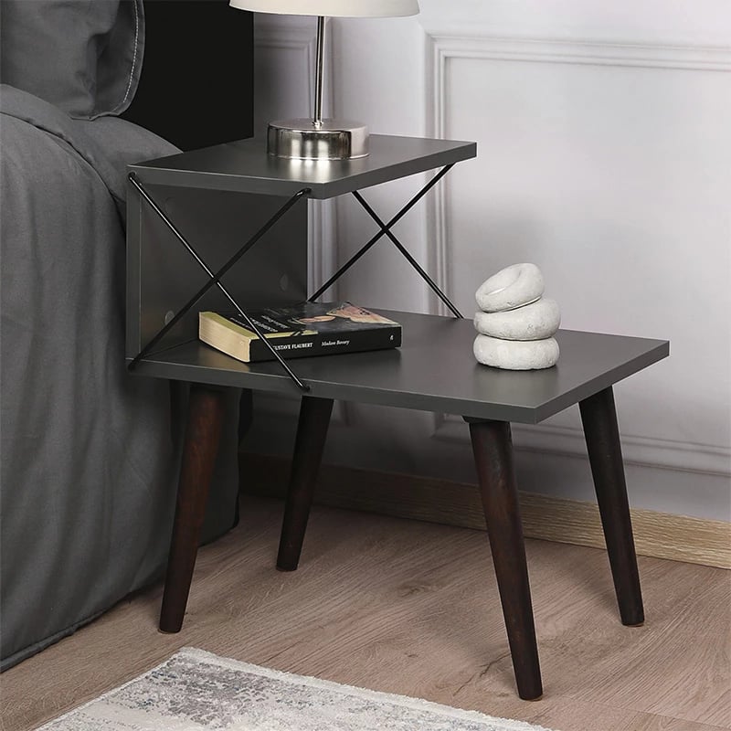 Tavolinë anësore Gather anthracite-walnut 50x40x55cm