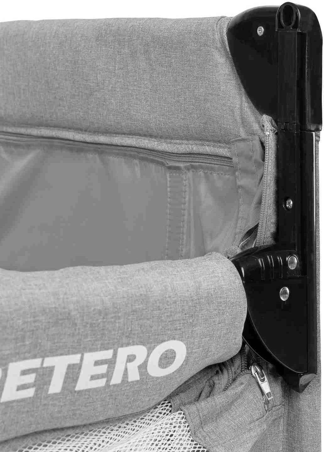 Krevat udhëtimi, CARETERO, Esti, 120x60 cm, me anësore të ulshme dhe rrota, gri