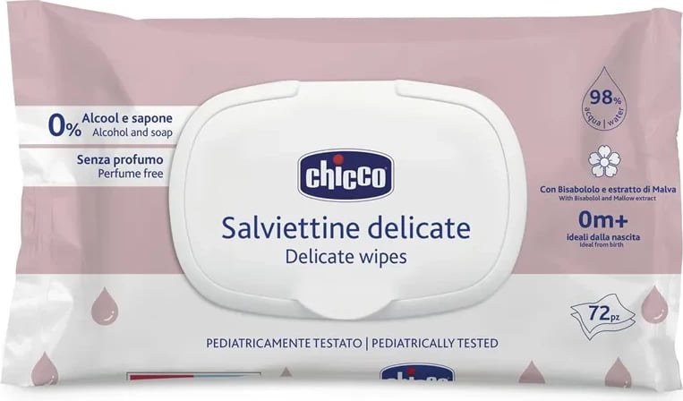 Peceta të lagura Chicco Delicate unisex 72 copë