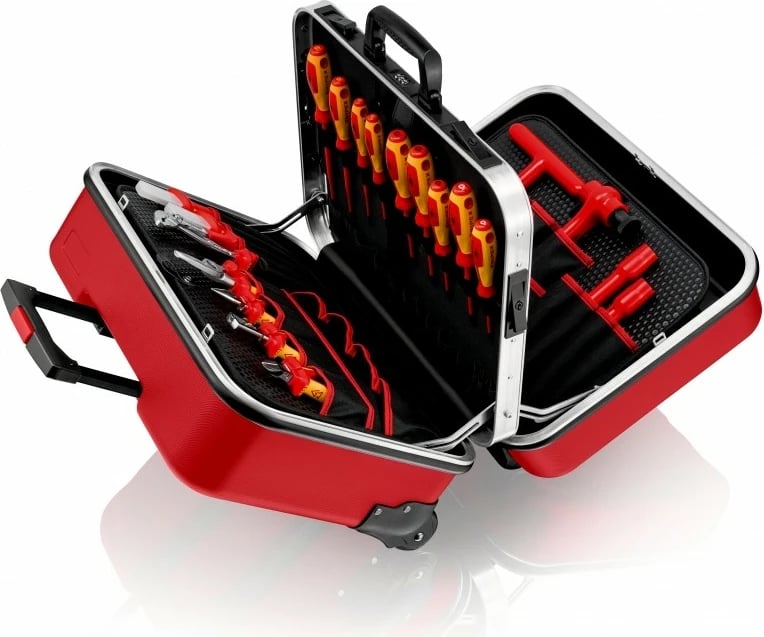 Kasë veglash Knipex 98 99 15, ABS/Alumin, 2 ndarje, e zezë/kuqe