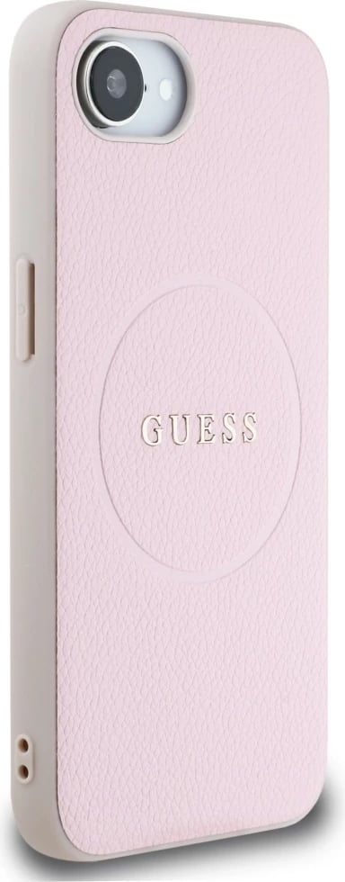 Mbështjellës Guess Grained Ring MagSafe për iPhone 16e, Rozë