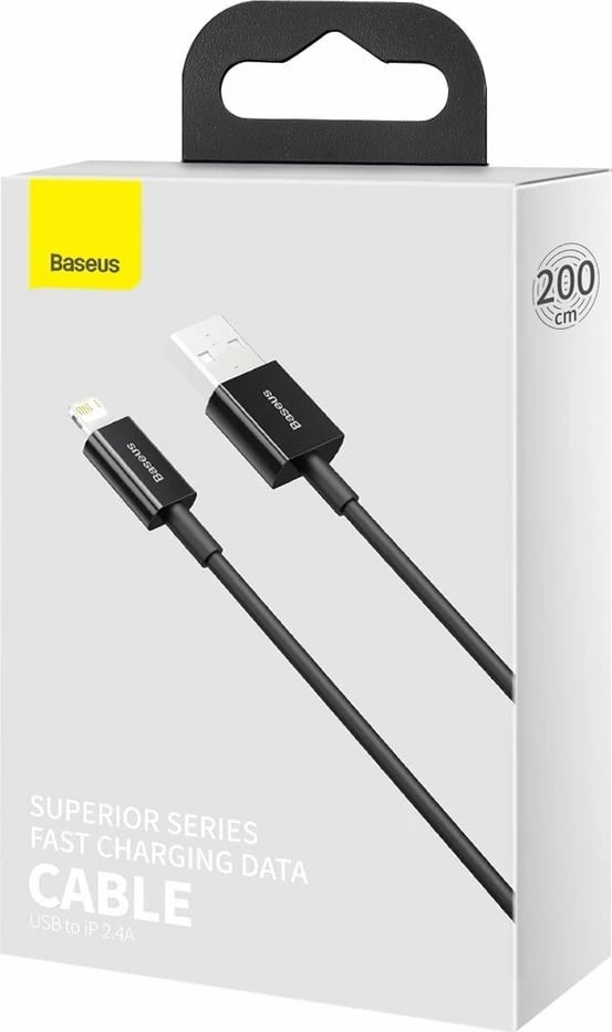 Kabllo Baseus Superior USB në Lightning CALYS-C01, 2m, 2.4A, e zezë