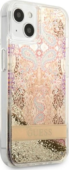 Mbështjellës Guess Paisley Liquid Glitter për iPhone 13 mini 5.4", Gold