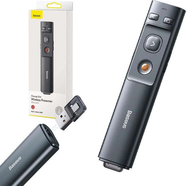 Telekomandë prezantimi Baseus Orange Dot me tregues lazer, USB/USB-C, Gri