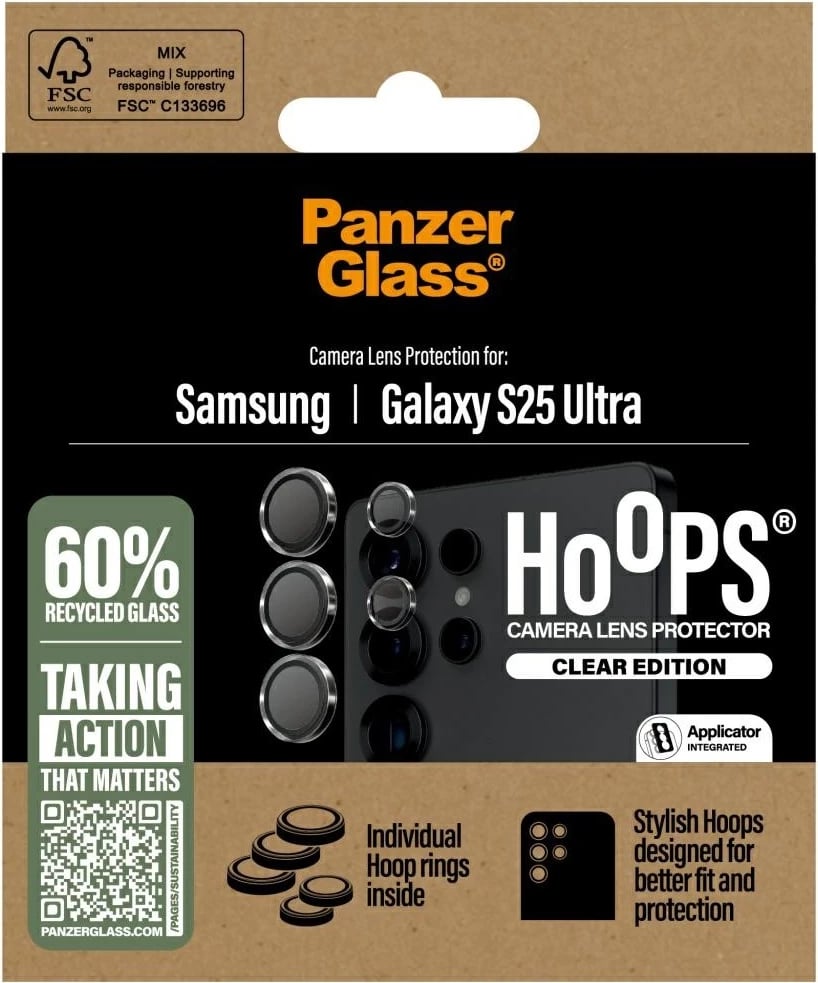 Mbështjellës PanzerGlass Hoops për lente, Samsung Galaxy S25 Ultra, Transparent