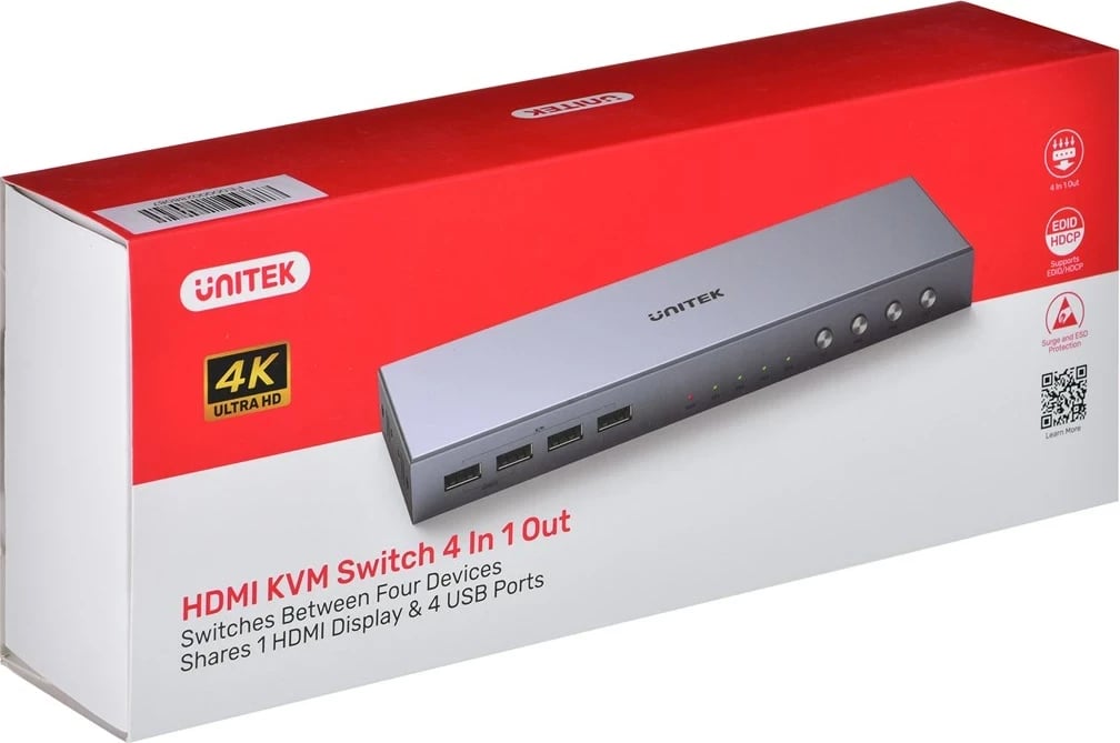 Switch KVM UNITEK V306A, 4K Ultra HD, Gri
