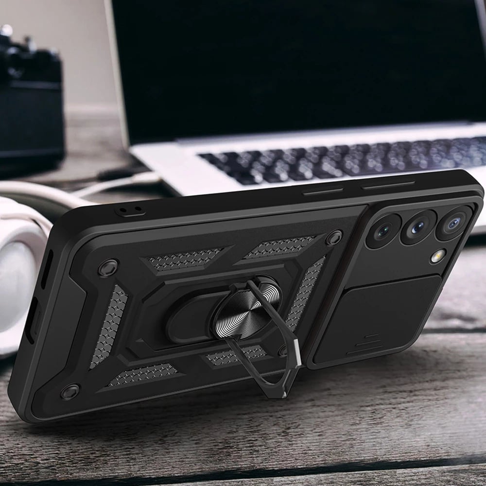 Mbështjellës Hurtel Hybrid Armor Camshield për Samsung Galaxy S23, i zi