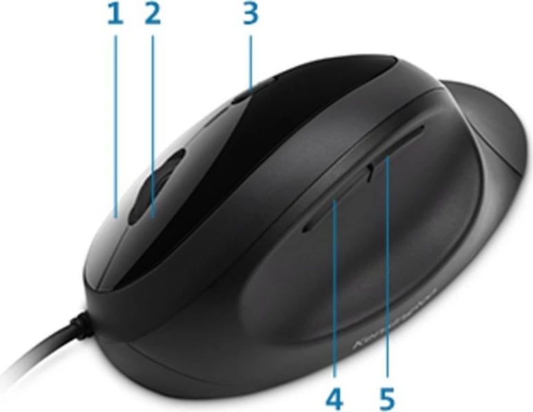 Maus Kensington Pro Fit Ergo, me kabëll, 3200 DPI, i zi
