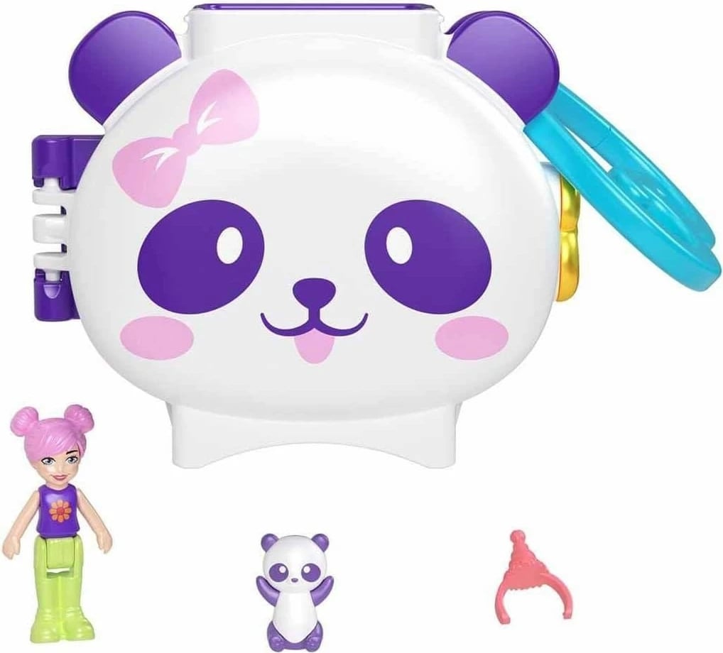 Set lodrash Polly Pocket Pet Connects me panda, Mattel, GYV99/HRD38, për fëmijë, bardhë/vjollcë