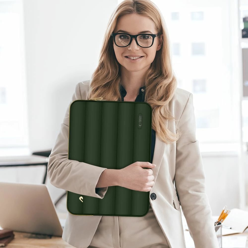 Mbështjellës laptopi Tech-Protect Puffy 13-14 inç me çantë aksesorësh, ulliri