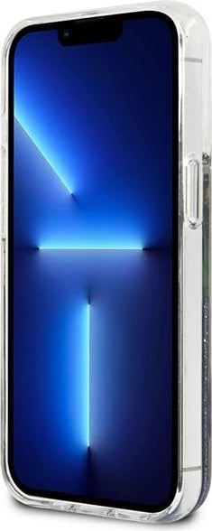 Mbështjellës Guess GUHCP13LLFLSB për iPhone 13/13 Pro 6.1", Flower Liquid Glitter, Blu