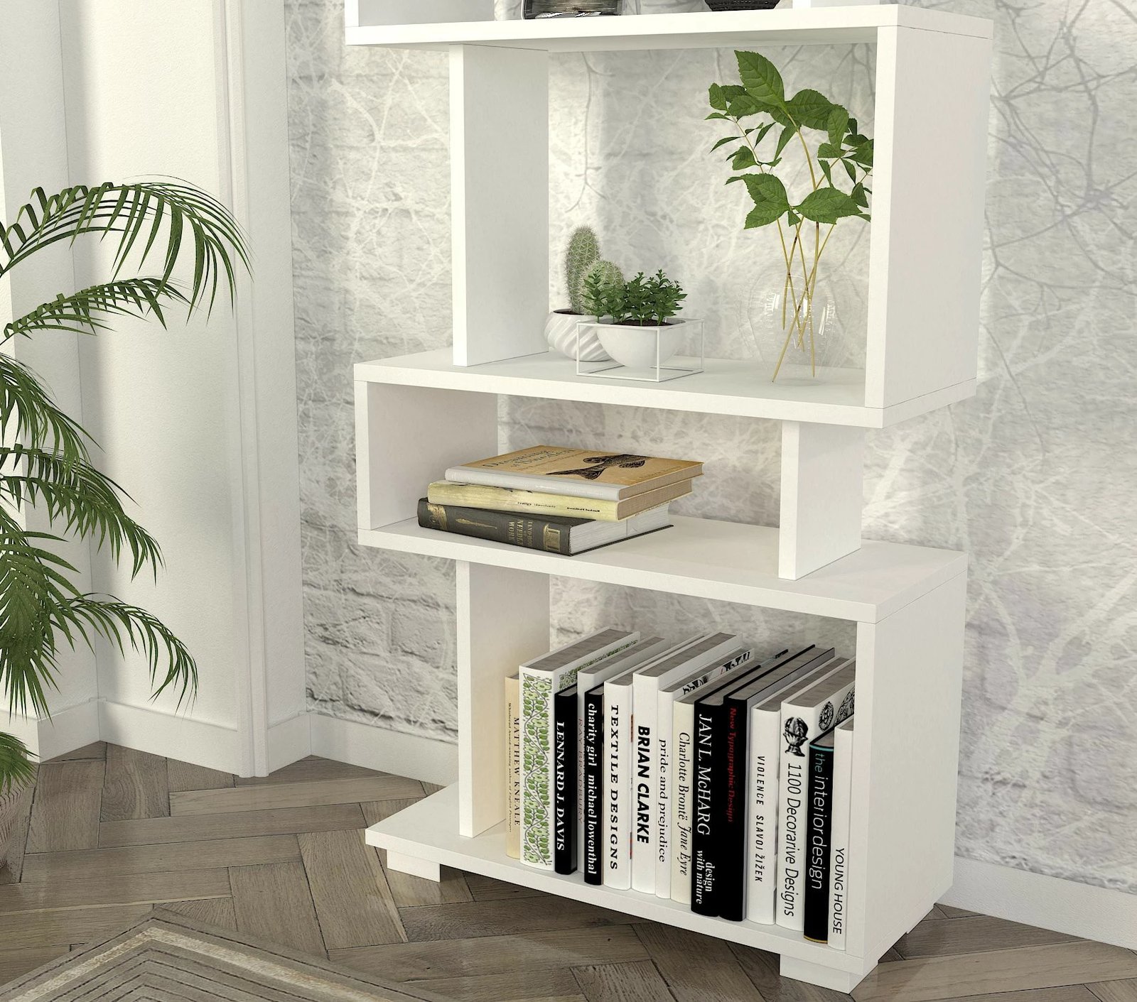 Raft librash Hanah Home, Blok, i bardhë