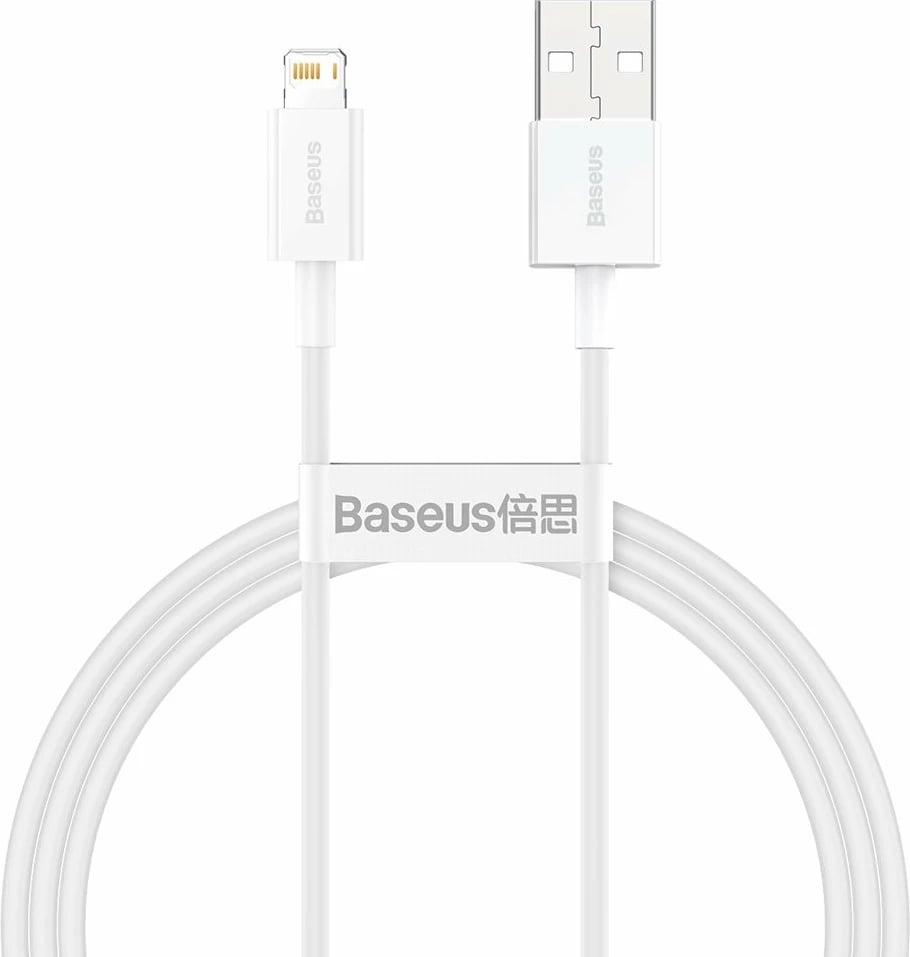 Kabllo Baseus Superior CALYS-A02, USB në Lightning, 1m, 2.4A, Bardhë
