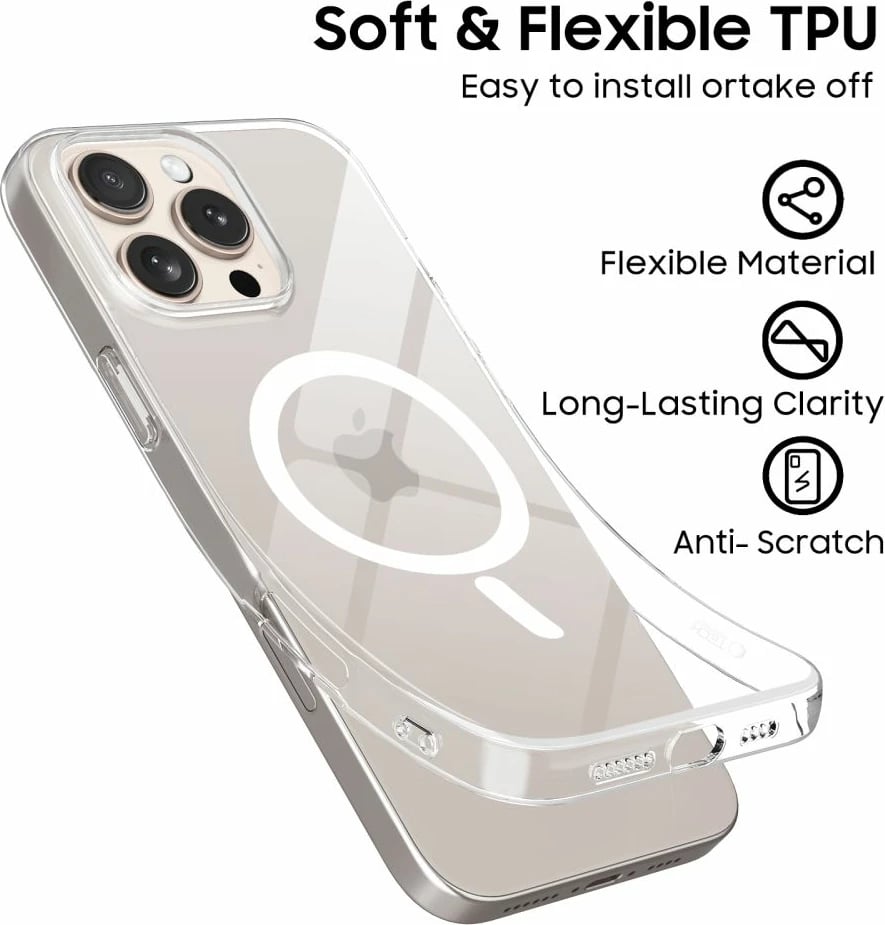 Mbështjellës Tech-Protect FlexAir MagSafe për iPhone 16 Pro, Transparent