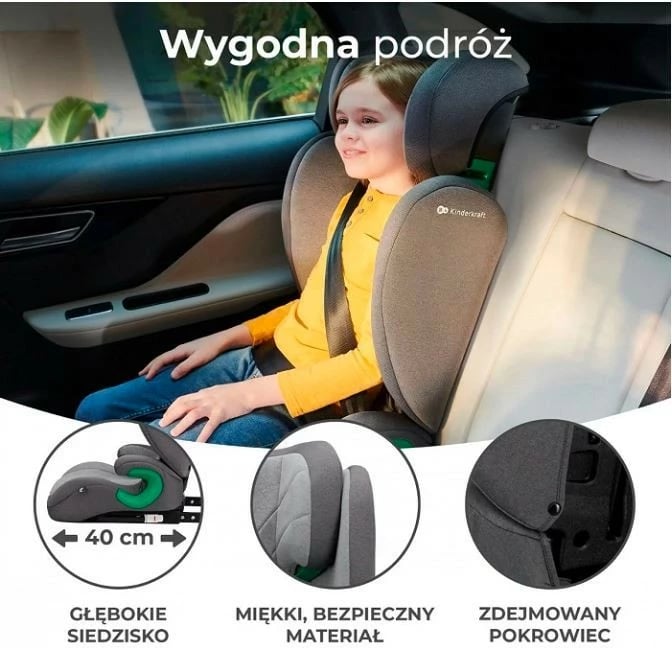 Ulëse makine për fëmijë Kinderkraft JUNIOR FIX 2 i-Size, 100-150 cm, Gri