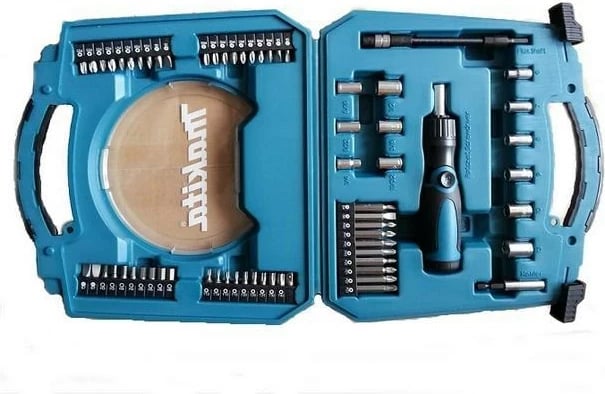 Set aksesorësh Makita 65 copë, Blu