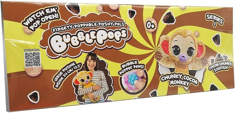 Lodër pelushi Bubble Pops Banana Monkey, aromë frutash, 34 cm, shumëngjyrëshe