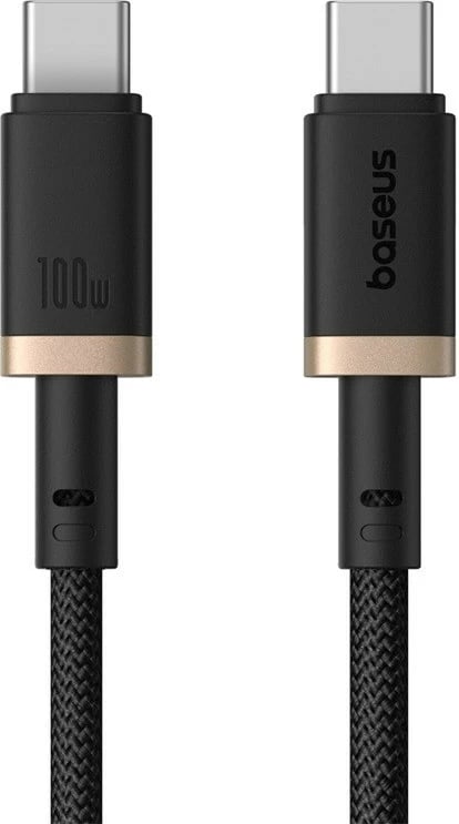 Kabëll Baseus Dura Type C në Type C, 100 W, 2 m, i zi, i artë