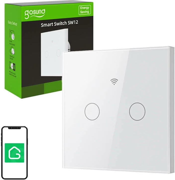 Switch smart Gosund SLS2 me prekje, WiFi, kontroll dual, i bardhë