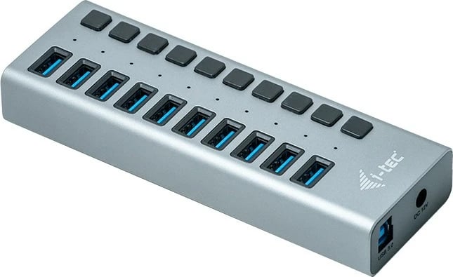 USB HUB I-Tec 10 porta, 48W, USB 3.0, gri