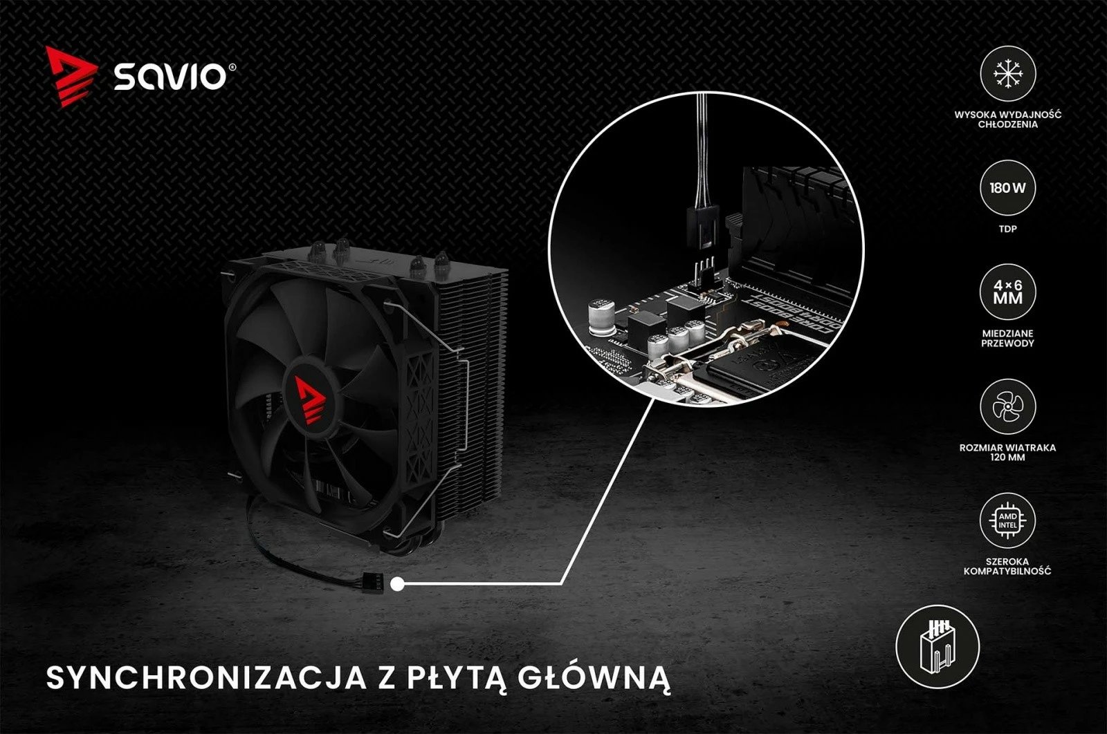 Ftohës procesori Savio Vortex X2 Black, 120 mm, 4-pin, për Intel/AMD, i zi