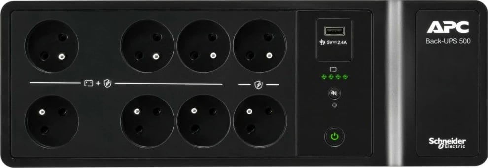 UPS APC BE500G2-FR Back-UPS, 500VA, 8 dalje, USB, e zezë