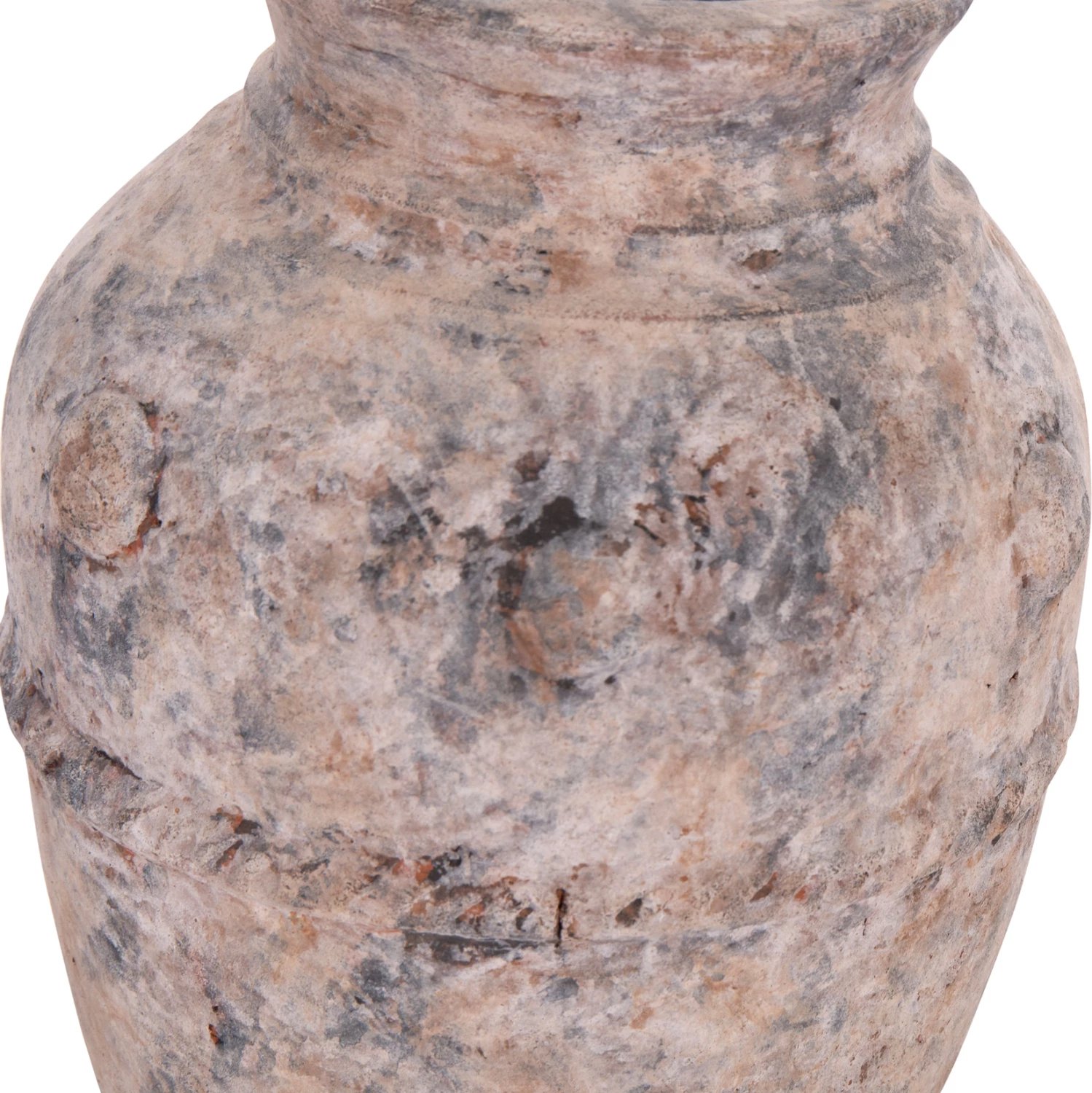 Vazo dekorative tavoline, terrakote, ngjyrë gri e furçuar, VERMO FH4395, 17x19cm