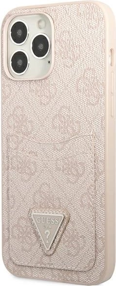 Mbështjellës Guess 4G Triangle Logo Cardslot për iPhone 13/13 Pro, Rozë