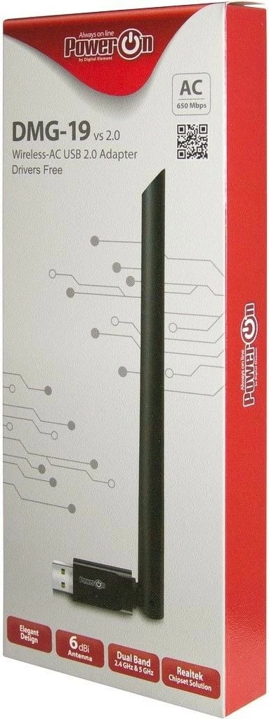 Adapter Wi-Fi Inter-Tech DMG-19, USB, 650 Mbit/s, i zi